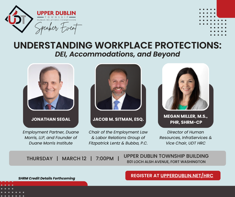human relations commission speaker event on thursday march 12 at 7pm - understanding workplace protections: dei, accommodations, and beyond