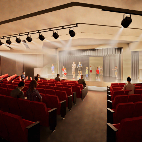 Rendering of the Shanis Auditorium Stage and Seating